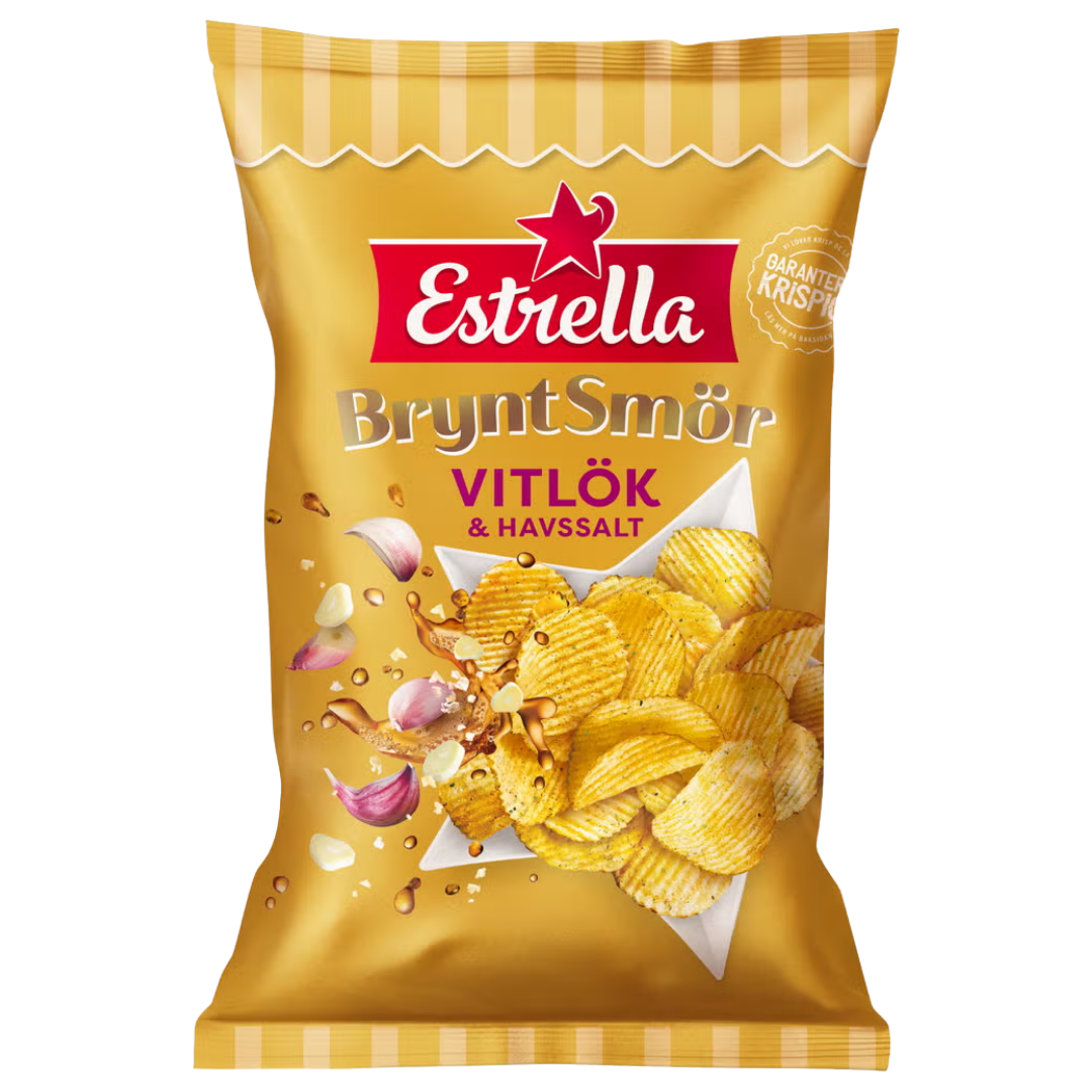 Estrella Brynt Smör, Vitlök & Havssalt Chips