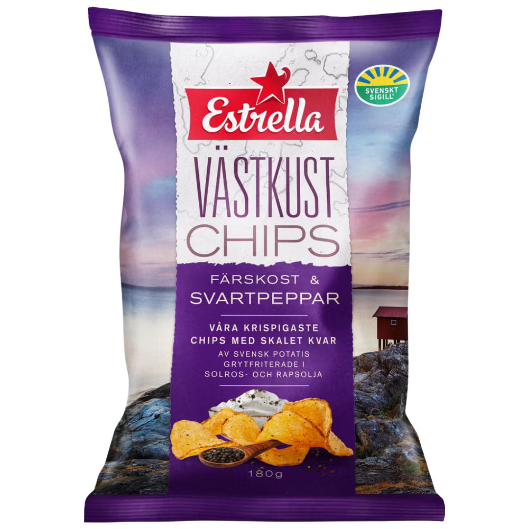 Estrella Västkustchips Färskost & Svartpeppar Chips