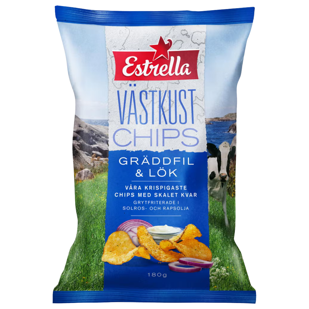 Estrella Västkustchips Gräddfil & Lök Chips