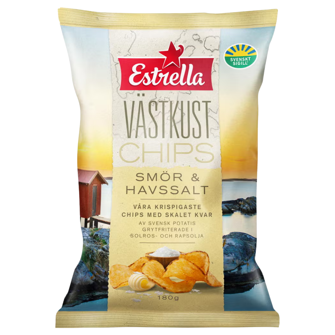 Estrella Västkustchips Smör & Havssalt Chips