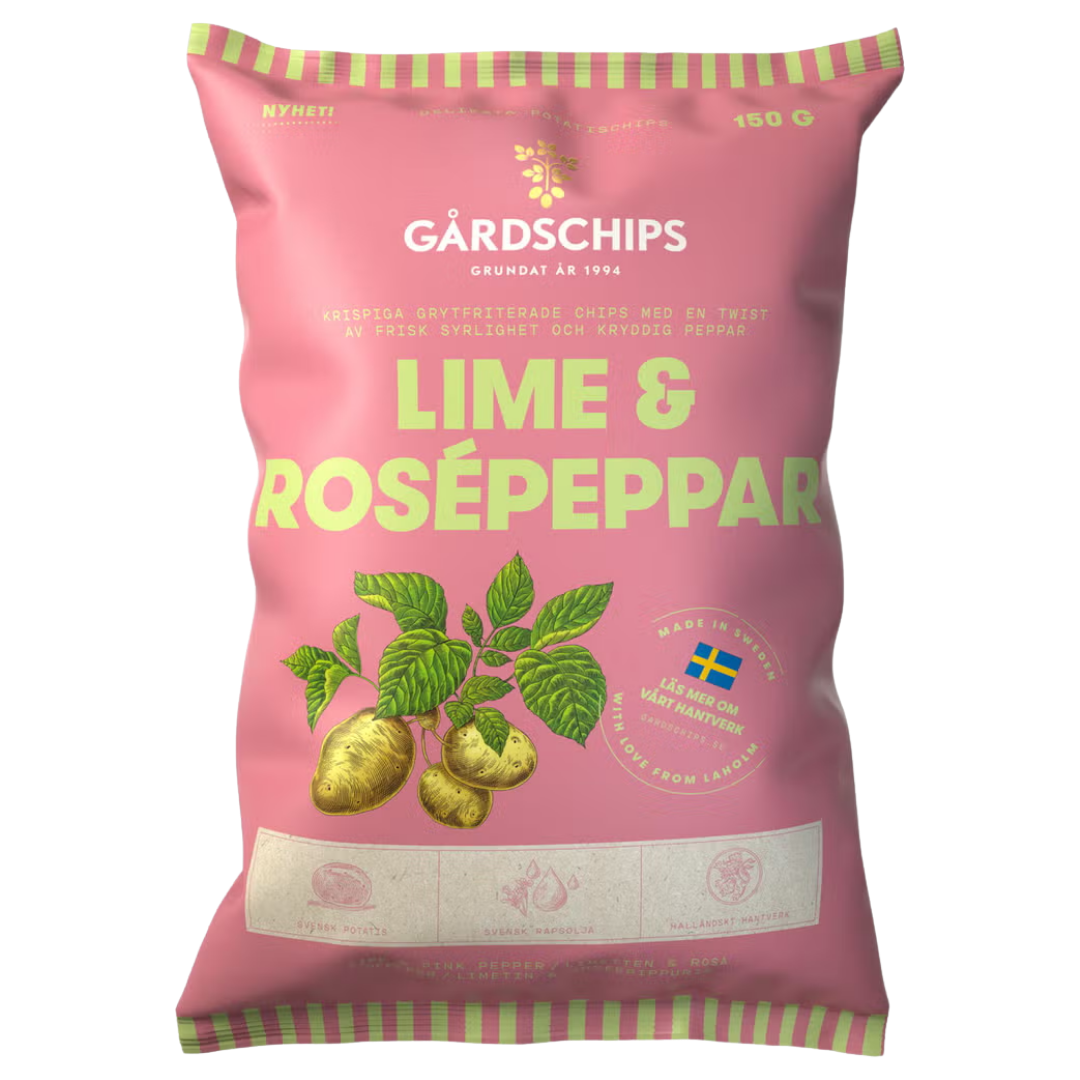 Gårdschips Lime & Rosépeppar Chips