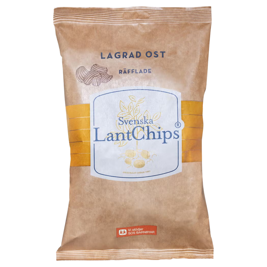 Svenska LantChips Lagrad Ost Räfflade Chips