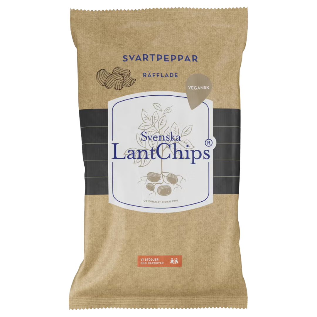 Svenska LantChips Svartpeppar Räfflade Chips