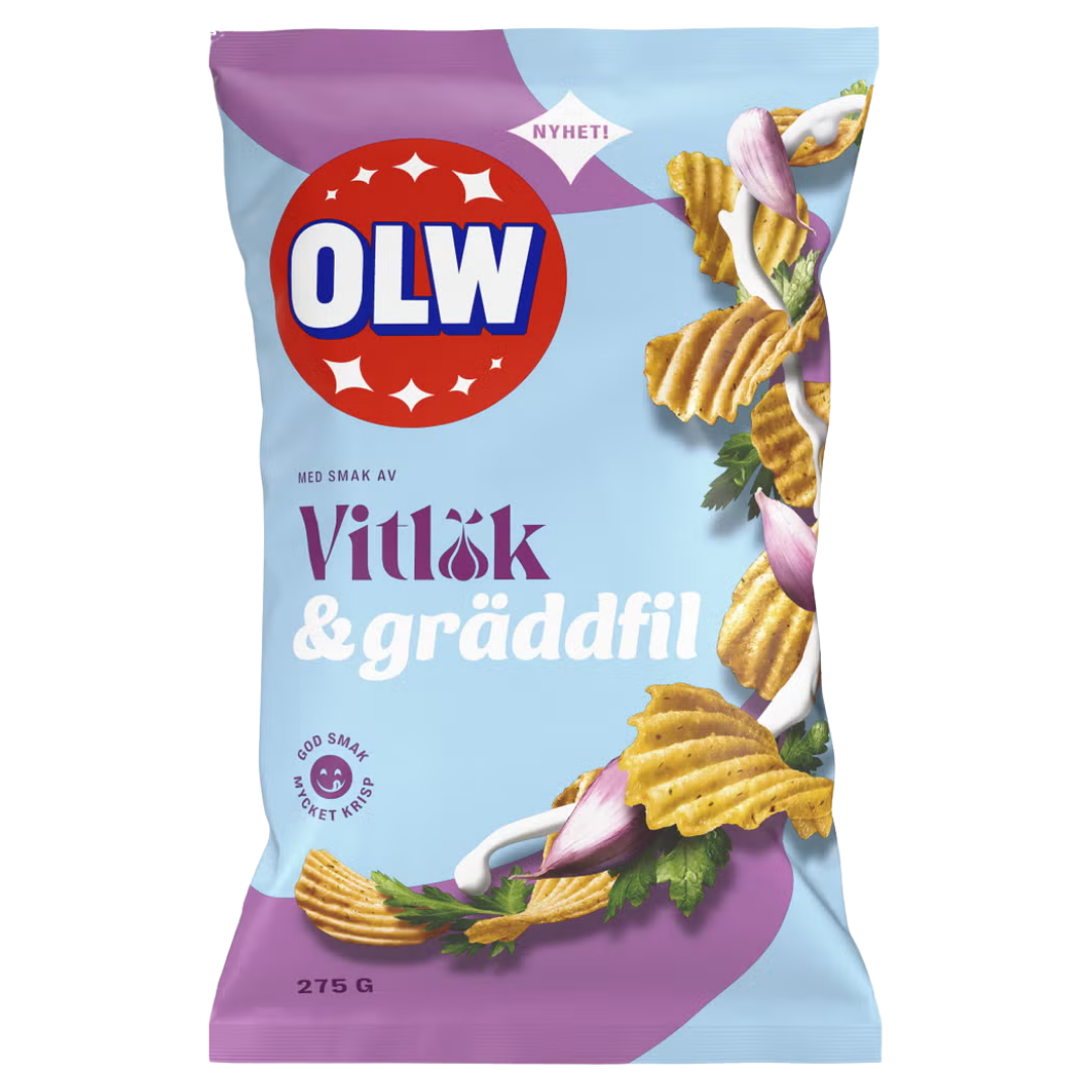 OLW Vitlök & Gräddfil Chips
